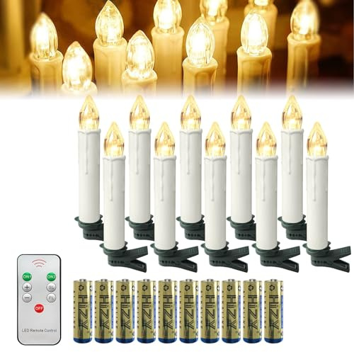ACXIN LED Weihnachtskerzen LED Kerzen Weinachten Baumkerzen Flammenlose mit Fernbedienung und Batterien für Weihnachtsbaum, Hochzeit, Partys, Feiertag, IP44 (10er Warmweiß)