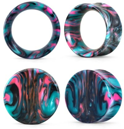 COOEAR Öronproppar tunnelpiercingmätare för öron, dubbelutsvängda expanderande stretchers, 2 par färgglada akrylörhängen, 5/8(16mm)