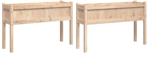 vidaXL Pflanzkübel 2 STK., Rechteckig Blumenkübel mit Füßen, Pflanzkasten Übertopf für Garten Terrasse, Blumentopf Blumenkasten, Massivholz Kiefer