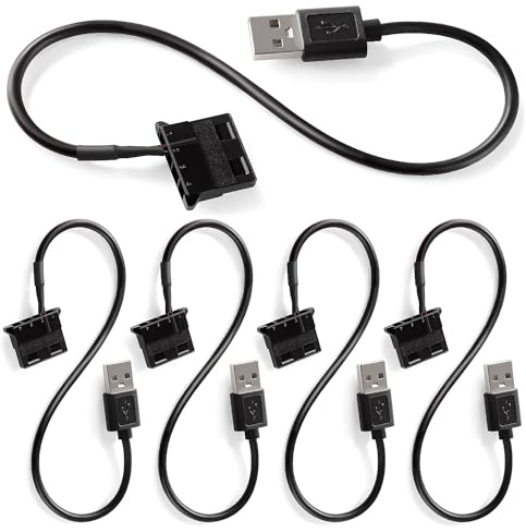 KUOQIY 5 Stücke 30cm USB auf 4-Poligen Molex PWM 5 V Ummanteltes Lüfterkabel, USB auf 4 Pin Molex Gehäuselüfter Adapter Anschlusskabel,USB-4-Pin-Molex-Kabel