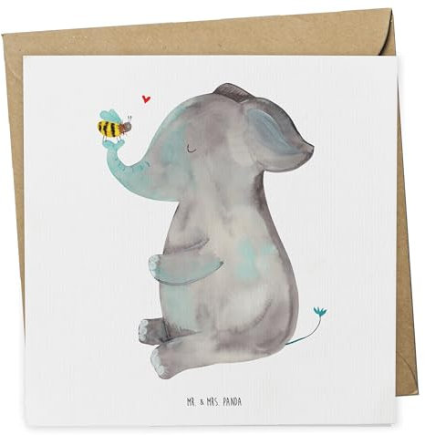 Mr. & Mrs. Panda Glückwunschkarte Elefant Biene - Geschenk, Klappkarte, Hochzeitsgeschenk, Liebe, anlasskarte, Lustige Sprüche, Heiratsantrag, doppelkarte, Grußkarte, Liebesspruch, faltkarte