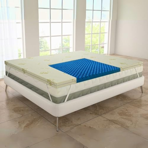 MAXIME MAISON – Topper 160x200cm, Memory-Schaum, Matratzenauflage für Doppelbett, Höhe 5 cm in Aloe Vera, Made in Italy