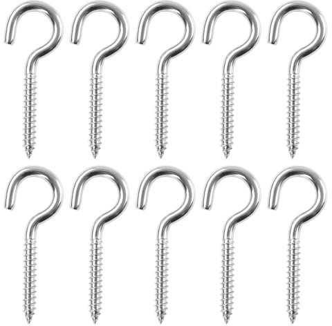 XIATIAN 10 Pièce Crochets a Visser, Crochets Visseurs Acier Inoxydable 304, Crochet Robustes M6 x 82 mm pour Plafond, Bois, Murs, Jardin, Suspension à Faire Soi-même