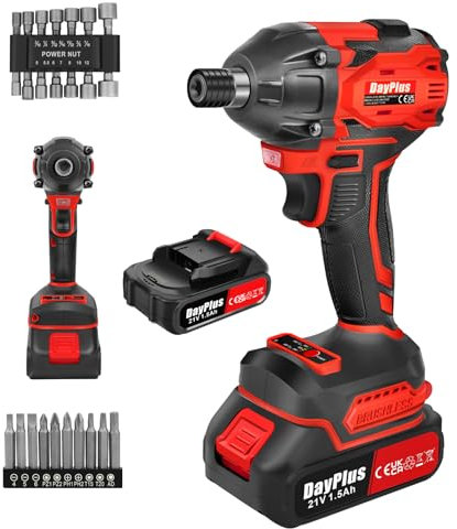 VickyHome Schlagschrauber 21V Akku Schlagschrauber, 1/2 Bürstenloser Elektro Auto Professional Schlagschrauber mit 1500mAh Akku für Haus und Auto, Led-Arbeitslicht, Bürstenloser Motor