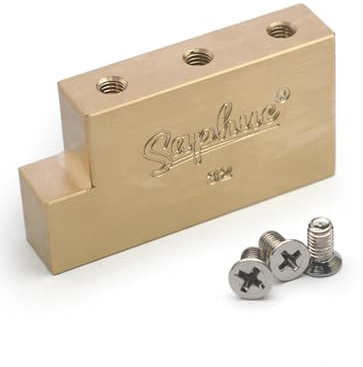 SAPHUE Blocco ponte in ottone ultra solido a forma di L, in ottone massiccio, sedile ponte per doppio sistema di chiusura, ponte per chitarra elettrica con bloccaggio FR (oro, 32 mm)