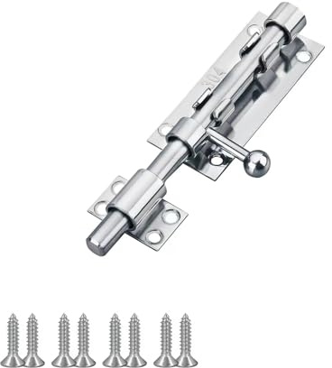 Door Lock Bolt,Stainless Steel Door Latch,4inch Heavy Duty Door Bolt Latch,Barrel Sliding Lock Security Lock Latch for Bathroom,Bedroom,Garden Doors