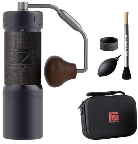 1Zpresso J-Ultra - Macinacaffè manuale in ferro grigio, con manico pieghevole, capacità 40 g, regolazione numerica regolabile, efficienza di macinazione più veloce, ideale per caffè espresso