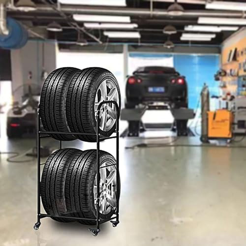 Reifenregal-Aufbewahrungsregale für die Garage, freistehend, Reifenregal für Sattelschlepper, Reserveradträger, Reifenhalterung, Reifenhalter, Radpräsentationsregal für Felgen, drehbar (Größ