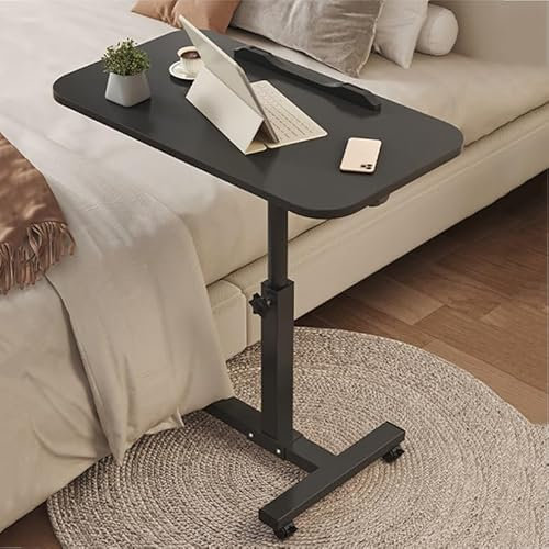Verstellbarer C-förmiger Beistelltisch mit Rollen für Wohnzimmer oder Schlafzimmer, kleiner Couch-Beistelltisch mit Betttablett zum Essen und Laptop, höhenverstellbar und tragbar