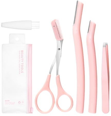 Augenbrauen-Trimmer-Set, Augenbrauenschere mit Kamm - Augenbrauenschere für Frauen - Schutzhülle, Augenbrauen-Pflegeset, Augenbrauen-Set für Männer und Frauen, Gesichtsbehaarung, eingewachsene Haarent