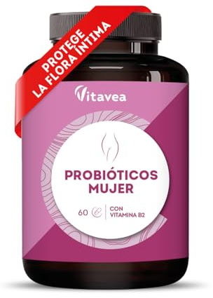 Probióticos Mujer Flora Íntima - 6 Cepas con Lactobacillus Gasseri, Crispatus y Acidophilus - 20 Mil Millones UFC - Con Vitamina B2 para el Bienestar Íntimo - 60 Cápsulas – Vitavea