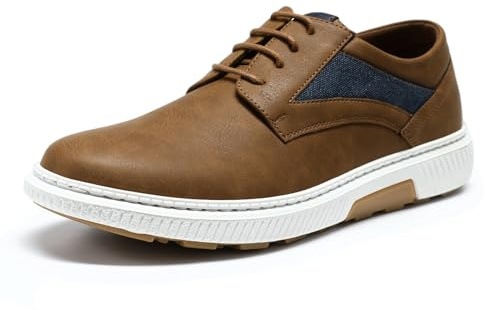 Allthemen Chaussures à Lacets Homme Comfort Sneakers Sport Respirant Oxford Cuir Business Costume Mariage Marron 45
