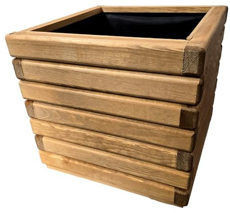 HolzGarden Pflanzkübel Holz 40x40x40 cm Imprägniert Farbe Pinia Wetterfest Blumenkasten Blumentopf Groß Außen Balkon Garten Pflanzkasten Outdoor 41l Serie FORNEA