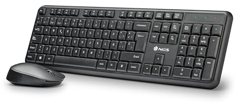 NGS Harmony Kit - Conjunto Silencioso de Teclado Y Ratón Inalámbrica con 12 Teclas Multimedia, Diseño Español