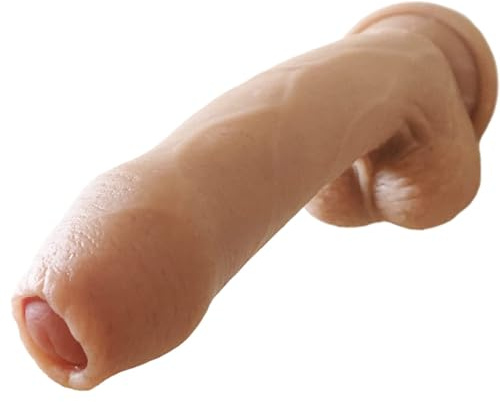 TRQOYTU Gode ​​prépuce Réaliste 22 Cm Double Couche En Silicone Plug Anal Réaliste Gland Testicule Veine Pénétration Forte Ventouse Couple Prostate Plug Anal Masturbation Vaginale Jouet Sexuel