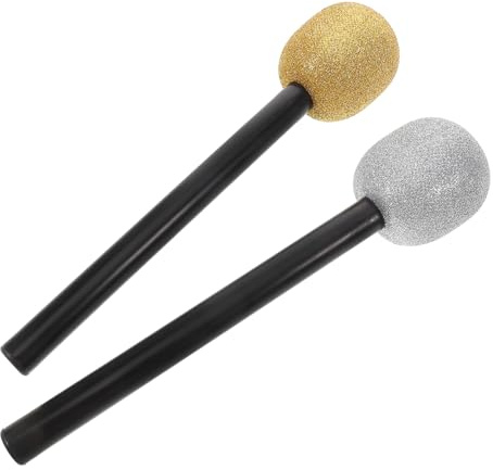 Toyvian 2 Pièces Microphone Factice Pailleté Accessoire de Scène et Portable pour Fête Halloween Karaoké et Spectacle