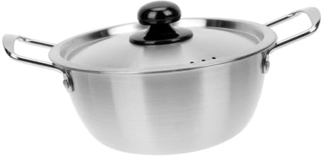 Hemobllo Pentola Noodle in Acciaio Inossidabile con Coperchio Riscaldamento Rapido Doppia Maniglia Pentola Versatile per Ramen Pasta e Zuppe Adatta a Cucine a Gas e Induzione