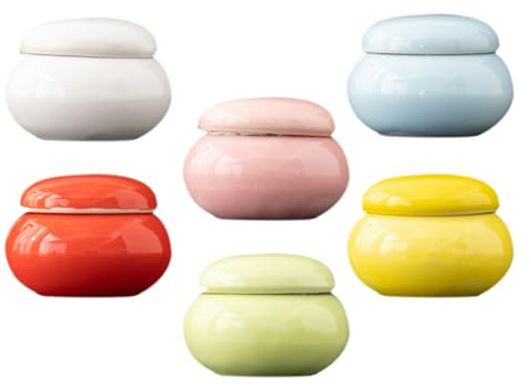 Pots Cosmétiques Mini en Céramique 6 Pièces pour Crème Visage | Rangement Maquillage, Format Compact pour Paquet, Usage Quotidien, Lot Pratique de Six Unités