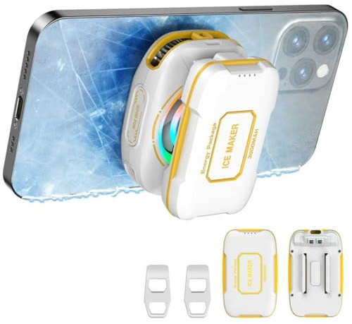 KOOVIVA Radiatore magnetico per cellulare, ventilatore portatile con illuminazione RGB, caminetto cellulare per iPhone serie magnetica/Android/tablet/iPad