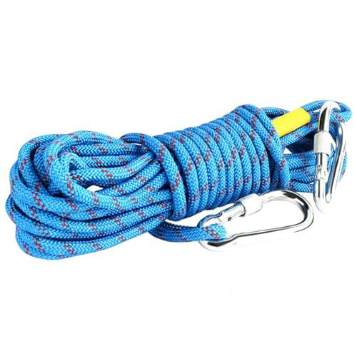 Otbushit Robustes Kletterseil 12 mm x 10 m mit Zwei Karabinern, 2200 Pfund Kapazität für Arbeit, Rettung und den Einsatz im Freien