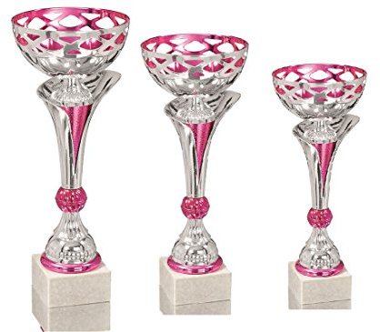 DEPICE vuxna pokalserie pokal/trofé, silver/rosa, 28,31,33 cm