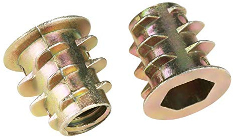 50 stücke M5 × 10mm Sechskantmutter Hex Antriebskopf Mutter Gewinde Zink-legierung Möbel Für Holz Einsatz Gewinde Schnittstelle Schrauben