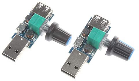 NOYITO 5 V USB Ventilator stufenlos Geschwindigkeitsregler mit Schalter Geschwindigkeitsmodul DC 4-12 V bis 2,5-8 V 5 W (2 Stück)