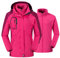 donhobo Damen Ski 3-in-1-Jacke 2 Stück Outdoor Wasserdicht Winddicht Winterjacke Doppeljacke Regenjacke Fleecejacke Wanderjacke Rosarot S