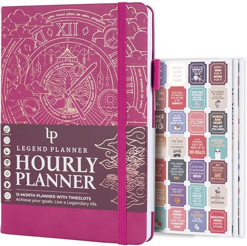 Legend Planner Stundenplan - Wochen- & Tagesorganizer mit Zeitschlitzen Terminkalender für die Arbeit Undatiert A5 (Hot Pink)