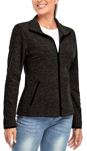 Soneven Veste Polaire Zippé Femme, Veste Polaire Femme Hiver Chaude Blousons Randonnée Femme à Capuche Molletonnée Légère Grande Taille pour Sports Running Outdoor Ski