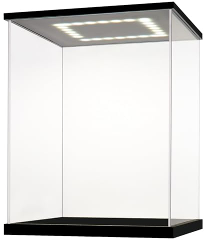 Nonemey Acryl Vitrine / Schaukasten mit Licht - Transparent staubdichte Display Case Box für 1 8 Modellautos car, Sammlerstücke,Figuren & Collectibles-Schwarz, 60x30x20cm