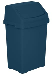 Midnight Navy 25L Plastic Rubbish Bin with Swing Lid - Perfect Trash Can for Kitchen, Bedrooms, Bathrooms & Offices