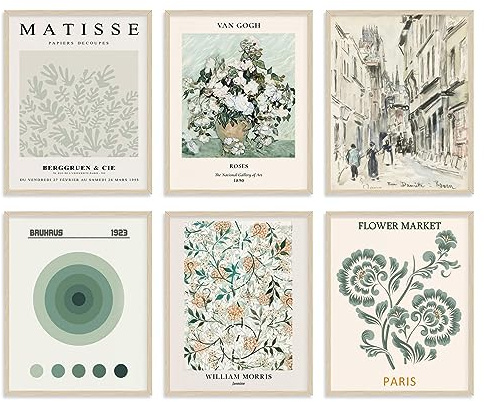 Matisse Wall Art Poster 8x10 Zoll Leinwanddrucke ungerahmt Satz von 6 Vintage Dekor, Abstrakte Wandkunst Drucke für Schlafzimmer Dekor, Boho Wall Decor Retro Zimmer Ästhetisch