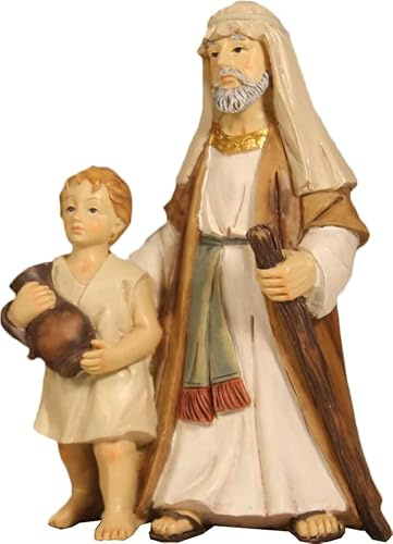 FADEDA Temple Guard with Child/Height: 8 cm/Hand-Painted/Detailed Nativity Scene Figures - Christmas Table Decoration Nativity Accessories
