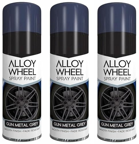 Elito Home & Garden 3 X 300ml Grey Gun Metal Alloy Wheel Spray Paint Smooth Finish Fade Resistant Quick drying bright finish