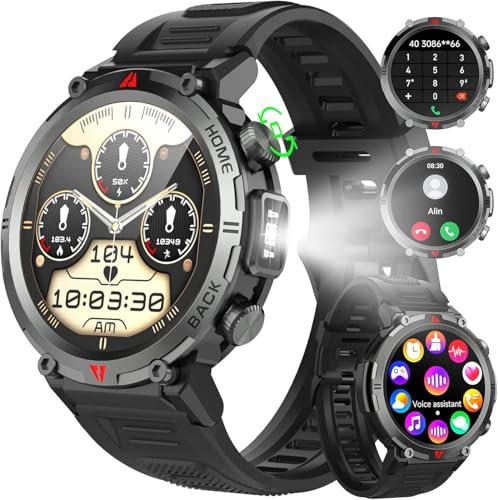 IFMDA Smartwatch-Herren-mit-Telefonfunktion - 1,45 Zoll Touchscreen Smart Watch, 110+ Sportmodus Fitnessuhr mit Herzfrequenzmonitor Schlafmonitor Schrittzähler für iOS Android, Geschenke für Männer