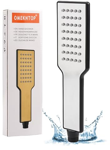 OMEKNTOP Duschkopf Wassersparend Chrom, Duschkopf Regendusche mit Druckerhöhung, Anti-Stau-Silikondüse, Handbrause für Badezimmer, Wohnmobil, Boot, Wohnwagen und Wohnmobil (Ohne Schlauch)