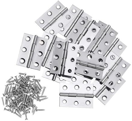 10 Pezzi Cerniere 66mm*37mm,Cerniera per Legno in Acciaio Inossidabile argenteo, Cerniera per Porte Finestre Armadi con 60 Viti Cerniere a Testa per Legno, Porte, Armadio