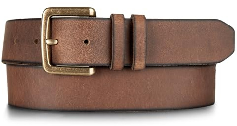 Lucky Brand Men's Jeans Leather Belt | Classic | Casual | Everyday | American Heritage | Genuine Leather | Metal Buckle, Double Keeper - Tan, 42 Inch