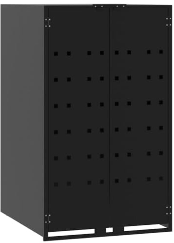 vidaXL Skjul för sopkärl svart 69x79x117 cm stål, skjul för soptunna, dölja soptunna, skjul för källsortering, dölja sopkärl, förvaring sopkärl