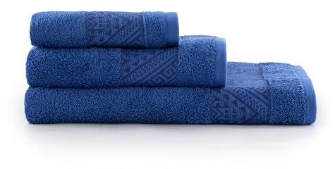 Bassetti, Set Asciugamani Bagno, 1+1, 100% Cotone, 430gsm, 40x60cm, 60x110 cm, Blue Moon