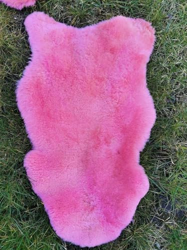 Provellus Peau d'agneau véritable écologique - Peau de mouton rose - laine épaisse - Taille L - XXL (120-130 cm x 60-80 cm)