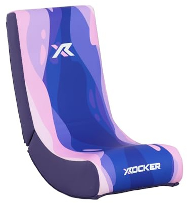 X-Rocker Lava Floor Rocker, Folding Console Gaming Chair - Ergonomic Support, Space-Saving Design, Rocking Base, Wipe-Clean Faux Leather for Kids - Pink