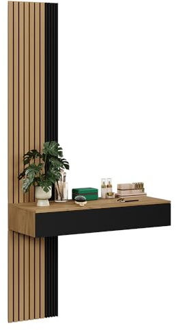 Vicco Schminktisch Melina, Eiche/Schwarz, 100 cm | mit 2 Schubladen, Perfekt für eine strukturierte Beauty-Routine