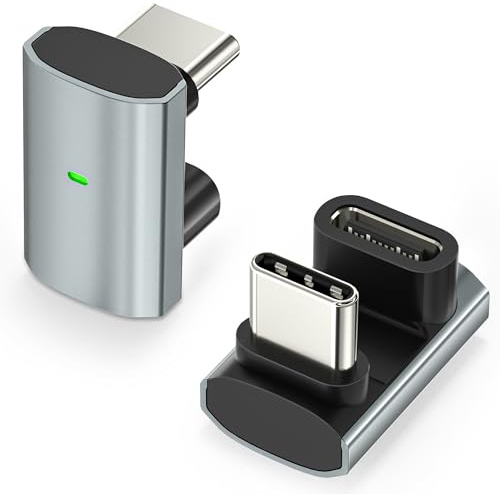 BRV Explorer Adaptador USB C a USB C, 2 Unidades, Adaptador USB C 4.0 de 180 Grados, Tipo C Macho a USB C Hembra en Forma de U, Adaptador OTG Compatible con MacBook Switch PC Tablet y Otros