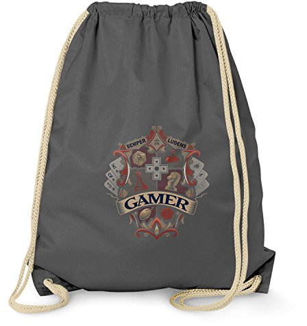Nerdo Joue Toujours Sac de Gym Mixte, Gris, 38 cm x 42 cm