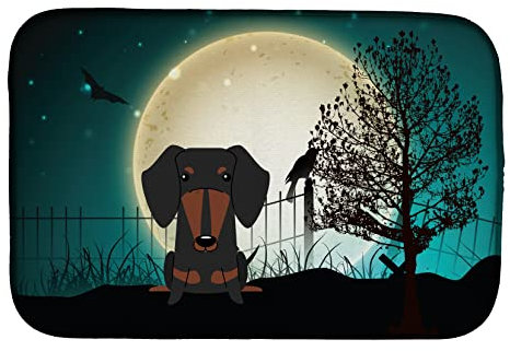 Caroline 's Treasures BB2322DDM - Escobilla de secado, Escurridor de Bayetas para Halloween, diseño de perro salchicha negra, 14 x 21, multicolor