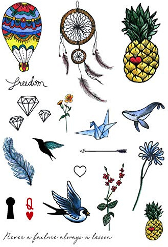 Funky Tillfällig Tatueringsuppsättning av Tatsy, Original Cool Unik Härlig Modern Design, Party Fun Tatueringar, Fake Tattoo Body Art Cover Up för Kvinnor Och Söta Tjejer