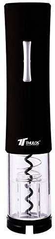 Thulos Sacacorchos eléctrico con luz led y Accesorio para Quitar protección del tapón TH-WO103 (Negro)