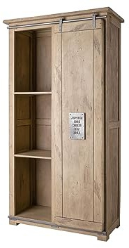 MASSIVMOEBEL24.DE Schrank Mango beige lackiert Railway #315 | 100x50x190 cm (BxTxH) 73 kg Industrial montiert vollmassiv